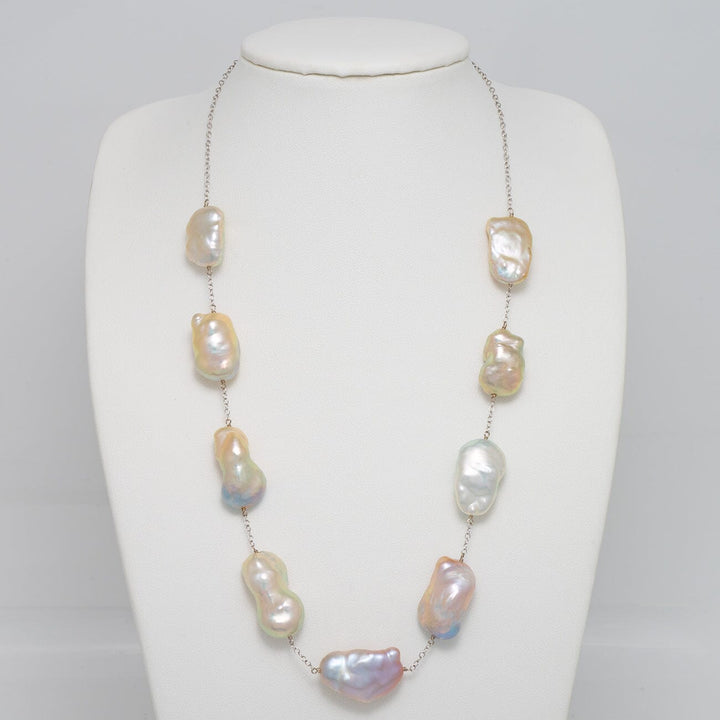 TC-1: 13-15 mm Soufflé Pearl Tin Cup Necklace