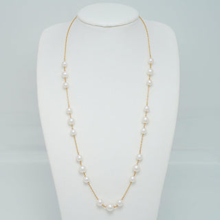 TC-26: 6.5-9.0 mm Hanadama Akoya Pearl Tin Cup Necklace, view 3