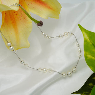 TC-26: 6.5-9.0 mm Hanadama Akoya Pearl Tin Cup Necklace, view 2