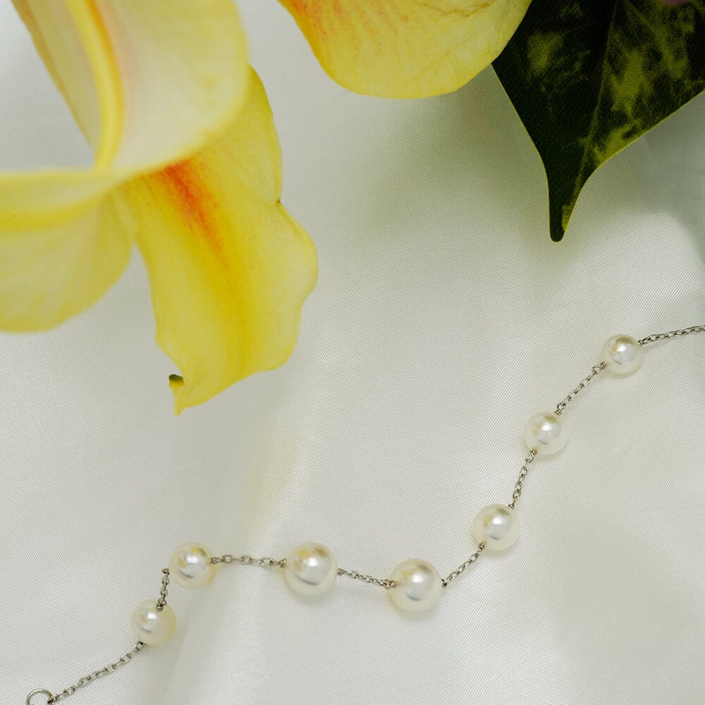 TC-27: 7-8.5 mm Hanadama Akoya Pearl Tin Cup Bracelets, 7-8", 14K