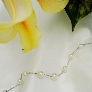 TC-27: 7-8.5 mm Hanadama Akoya Pearl Tin Cup Bracelets, 7-8", 14K