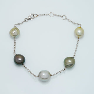 TC-31: 9.1-10.1 mm Fijian Baroque Pearl Tin Cup Bracelet, 7-8", 14K