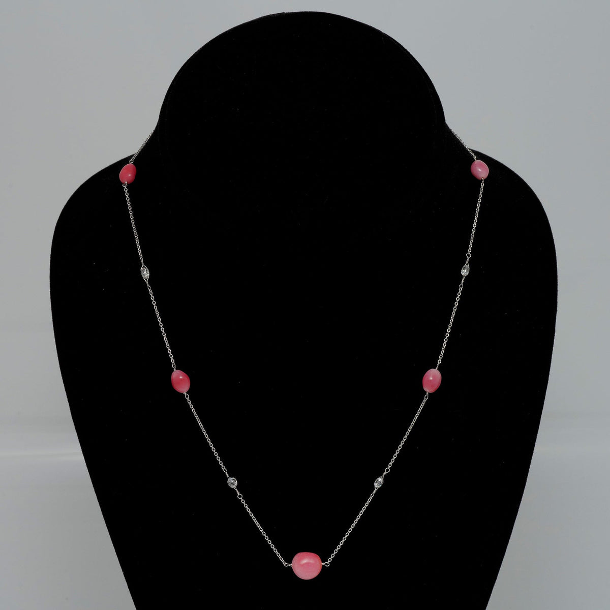 TC-38: Natural Conch Pearl and Diamond Tin Cup Necklace