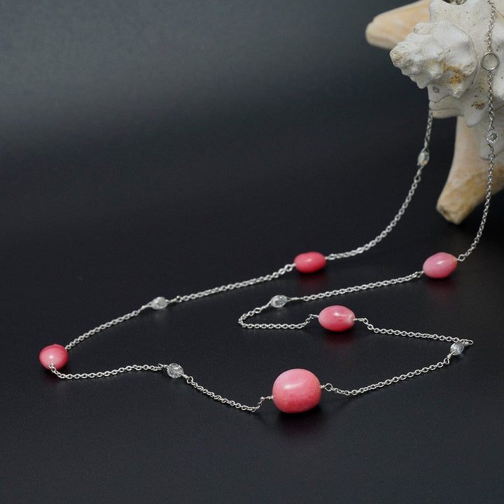 TC-38: Natural Conch Pearl and Diamond Tin Cup Necklace