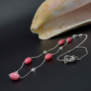 TC-39: Natural Conch Pearl and Diamond Tin Cup Necklace