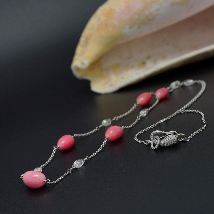 TC-39: Natural Conch Pearl and Diamond Tin Cup Necklace