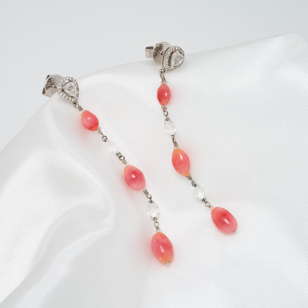 TC-40: Natural Conch Pearl and Diamond Earrings