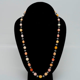 TC-41: Natural Conch Pearl and Diamond Rondelle Tin Cup Necklace