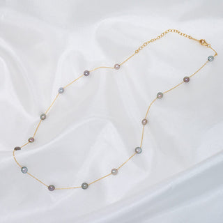 TC-8: 4-5 mm Near-round Tahitian Keshi Pearl Tin Cup Necklace