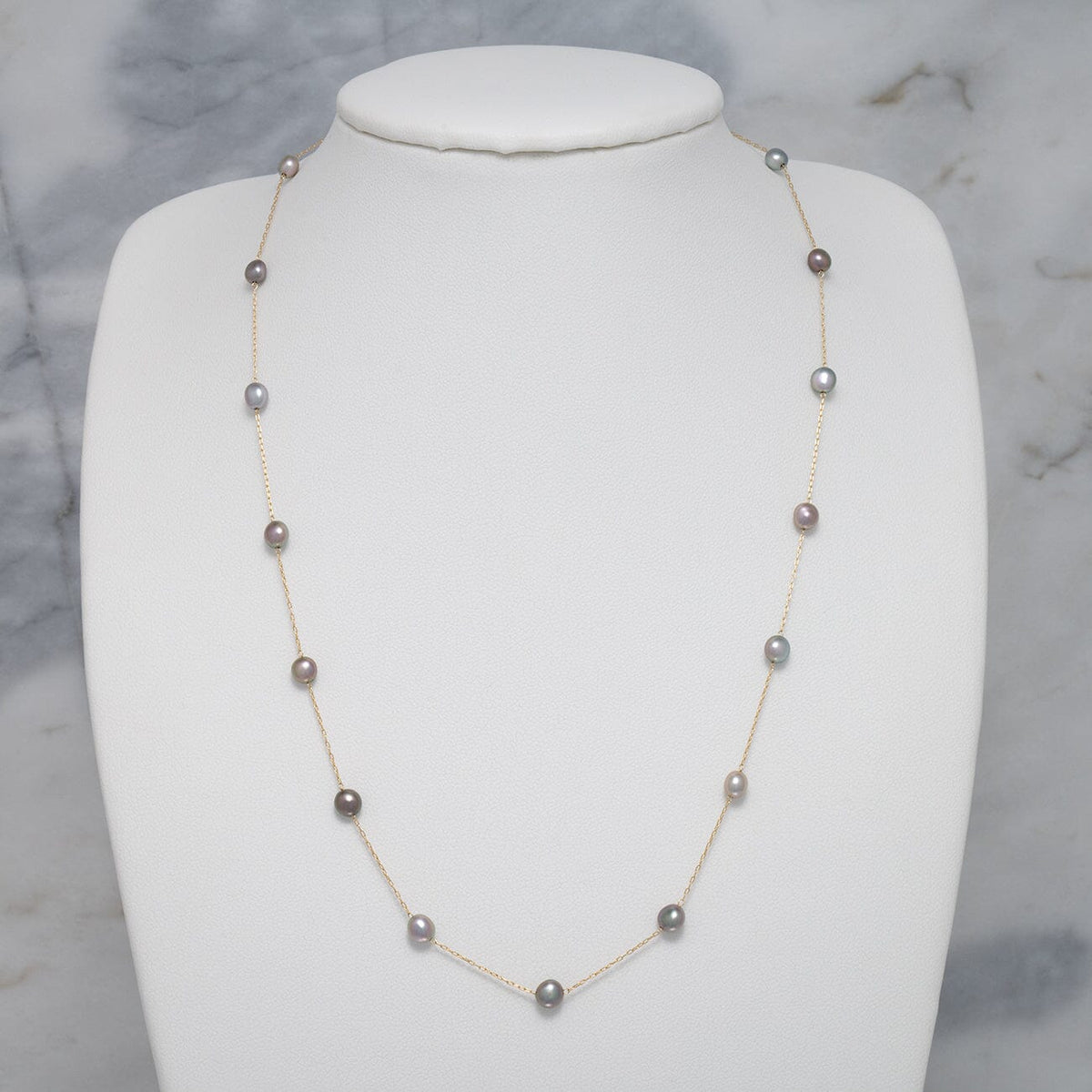TC-8: 4-5 mm Near-round Tahitian Keshi Pearl Tin Cup Necklace