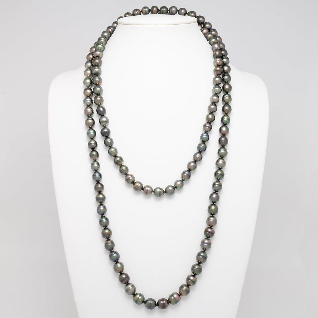 56-Inch 10.0–11.0 mm AA+/AAA Endless Baroque Tahitian Pearl Necklace