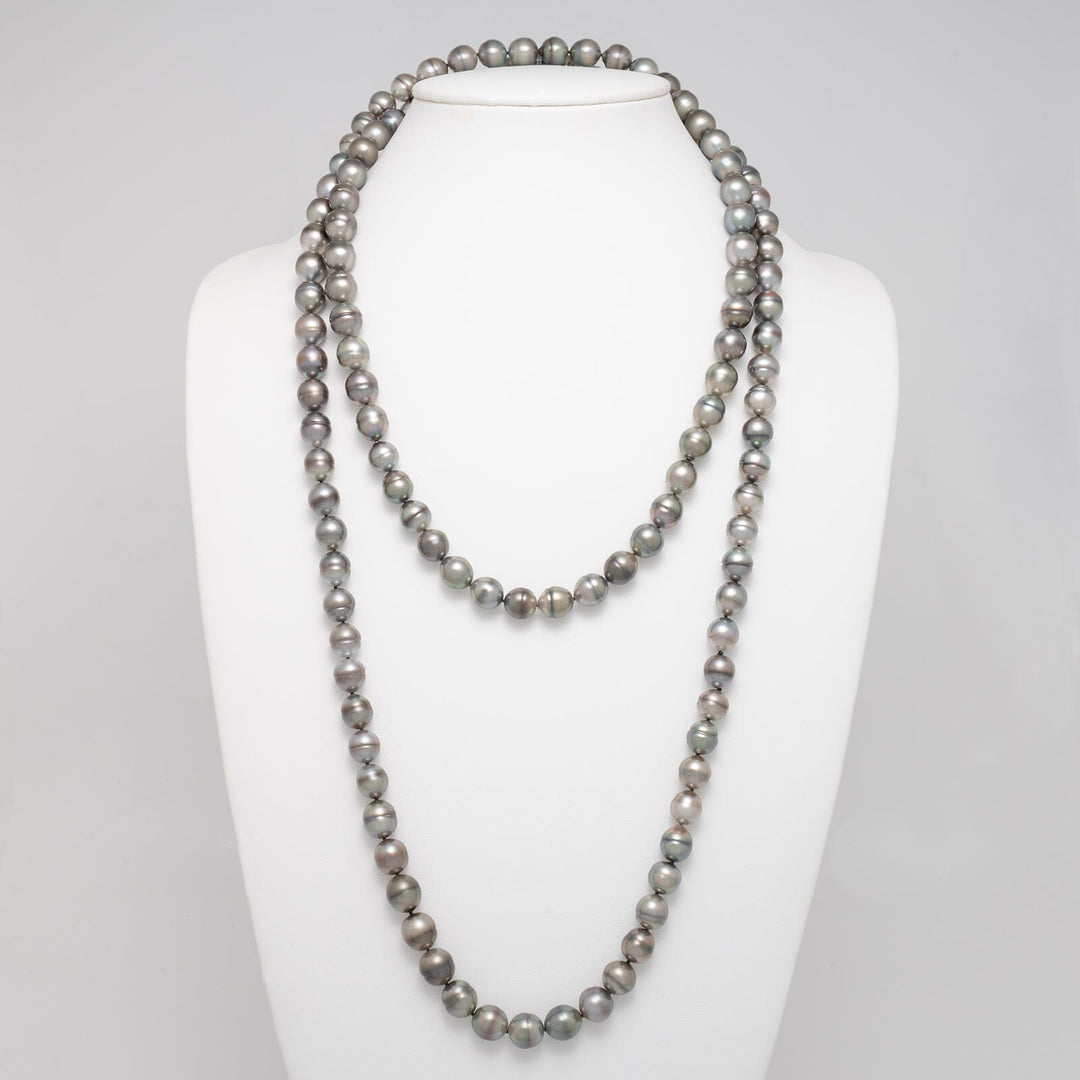 56-Inch 10.0–11.0 mm AA+/AAA Endless Baroque Tahitian Pearl Necklace
