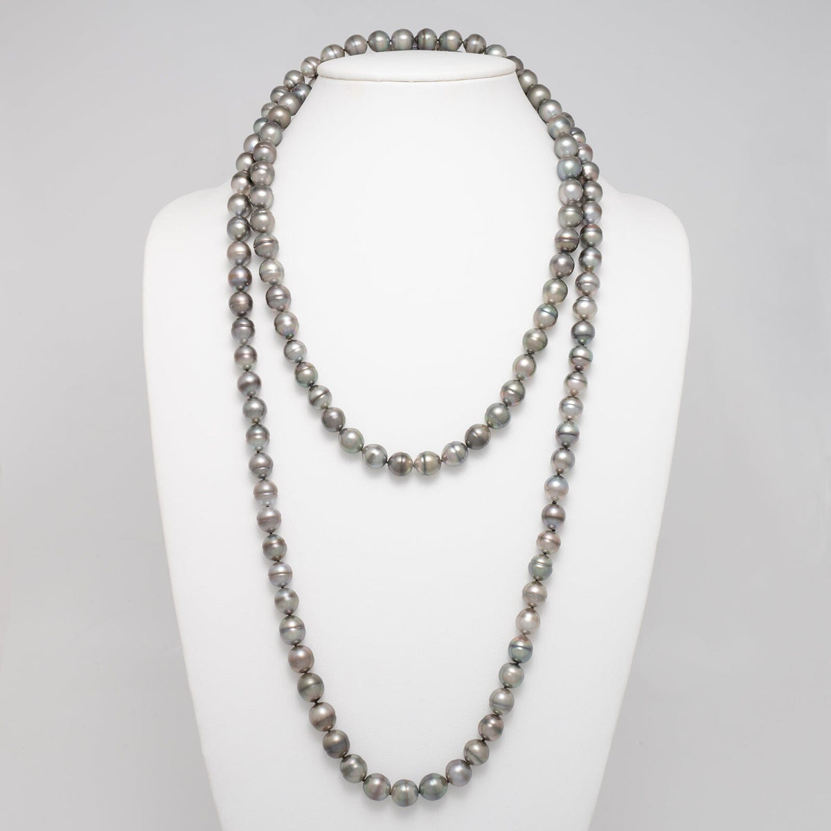 56-Inch 10.0–11.0 mm AA+/AAA Endless Baroque Tahitian Pearl Necklace, view 3