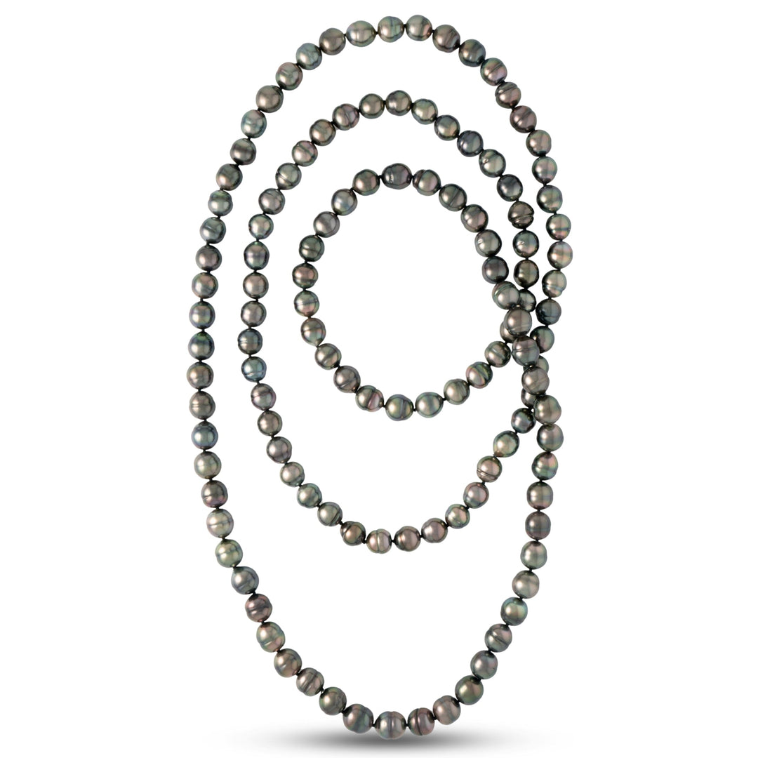 56-Inch 10.0–11.0 mm AA+/AAA Endless Baroque Tahitian Pearl Necklace