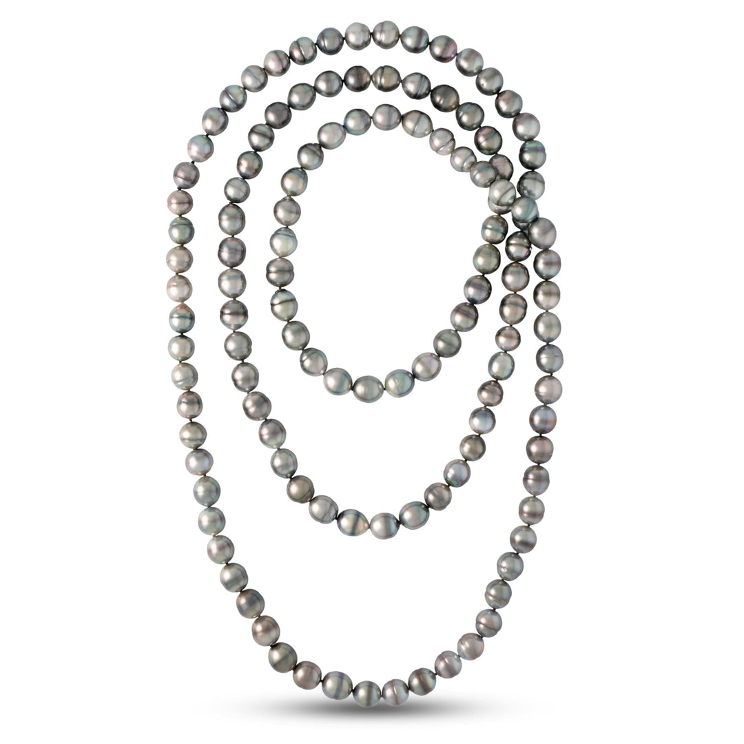 56-Inch 10.0–11.0 mm AA+/AAA Endless Baroque Tahitian Pearl Necklace