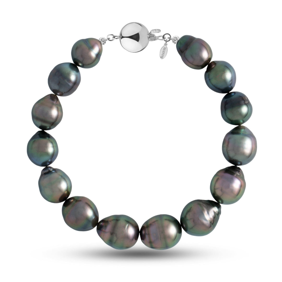 9.7-11.4 mm AA+/AAA Drop Tahitian Pearl Bracelet with a 14K white gold polished ball clasp