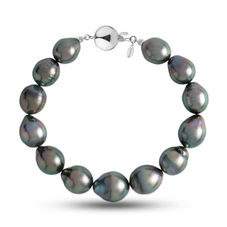 10.1-12.4 mm AA+/AAA Drop Tahitian Pearl Bracelet with a 14K white gold polished ball clasp