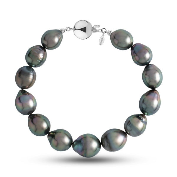 10.1-12.4 mm AA+/AAA Drop Tahitian Pearl Bracelet with a 14K white gold polished ball clasp