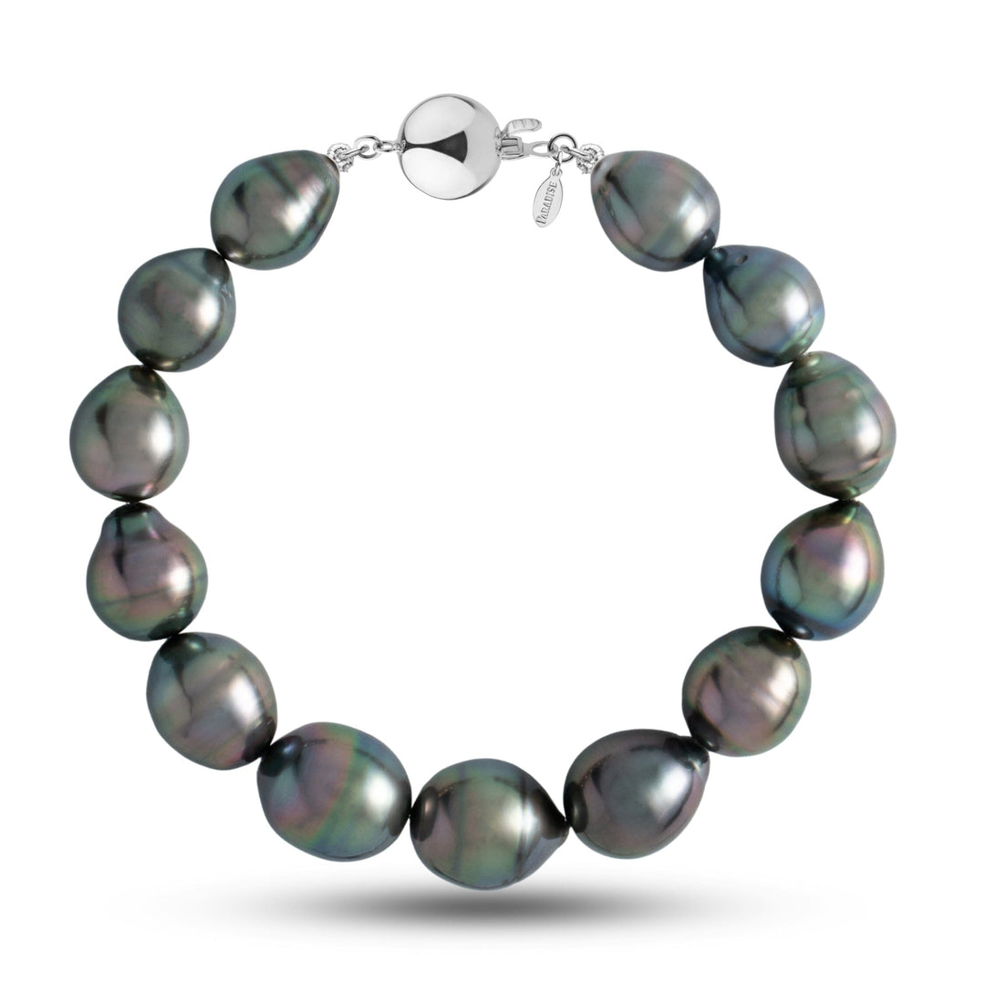 10.1-12.1 mm AA+/AAA Drop Tahitian Pearl Bracelet with a 14K yellow gold polished ball clasp