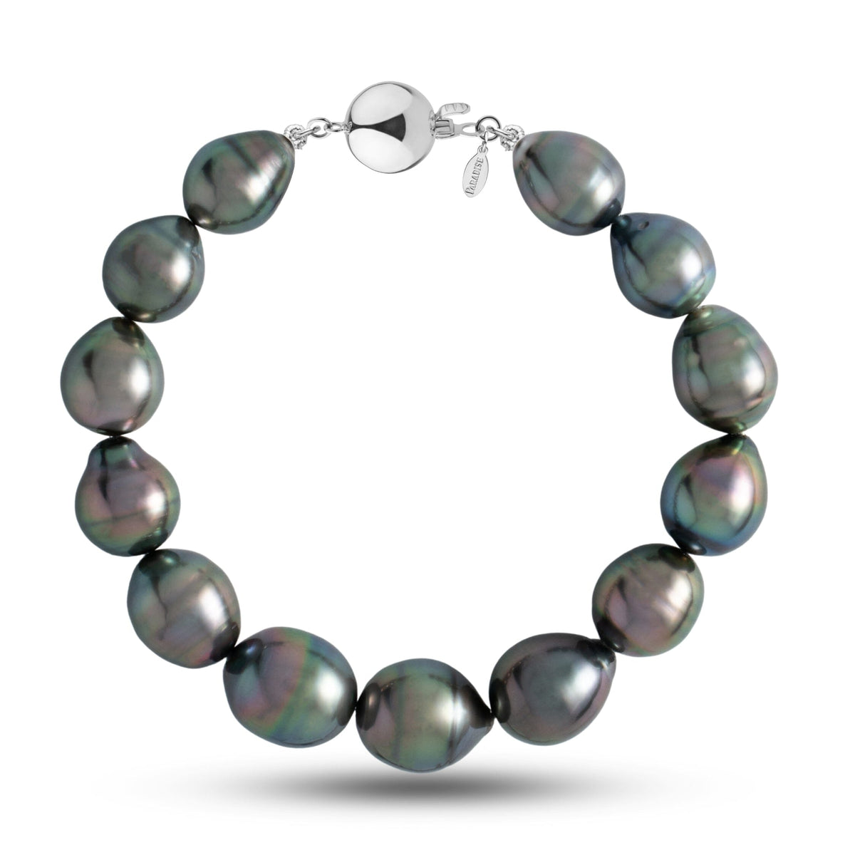 10.1-12.1 mm AA+/AAA Drop Tahitian Pearl Bracelet with a 14K yellow gold polished ball clasp