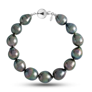 10.1-12.1 mm AA+/AAA Drop Tahitian Pearl Bracelet with a 14K yellow gold polished ball clasp