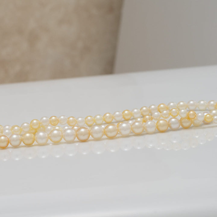 2-4.5 mm Natural Multicolor Akoya Pearl Round Strand
