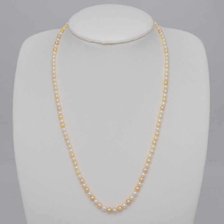 2-4.5 mm Natural Multicolor Akoya Pearl Round Strand on bust
