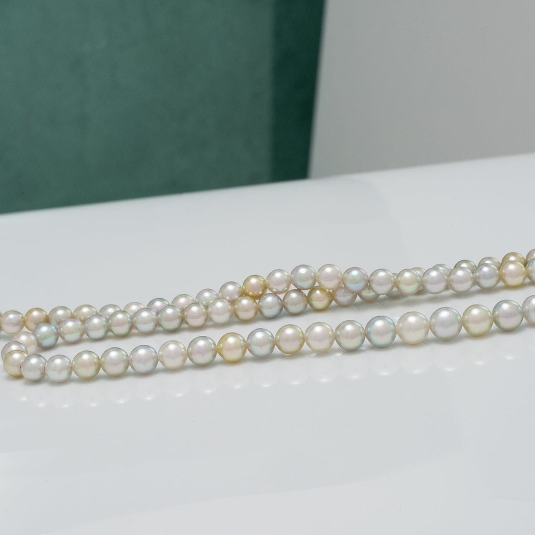 4-5 mm Natural Multicolor Akoya Pearl Round Strand