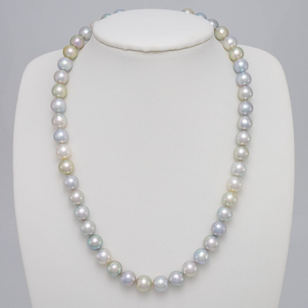 8.5-9 mm Natural-color Pastel Round Akoya Pearl Strand on bust