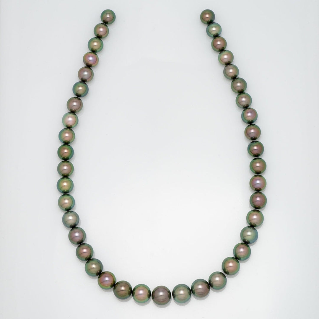 9.0-11.0 mm Gem Quality Round Peacock Tahitian Necklace