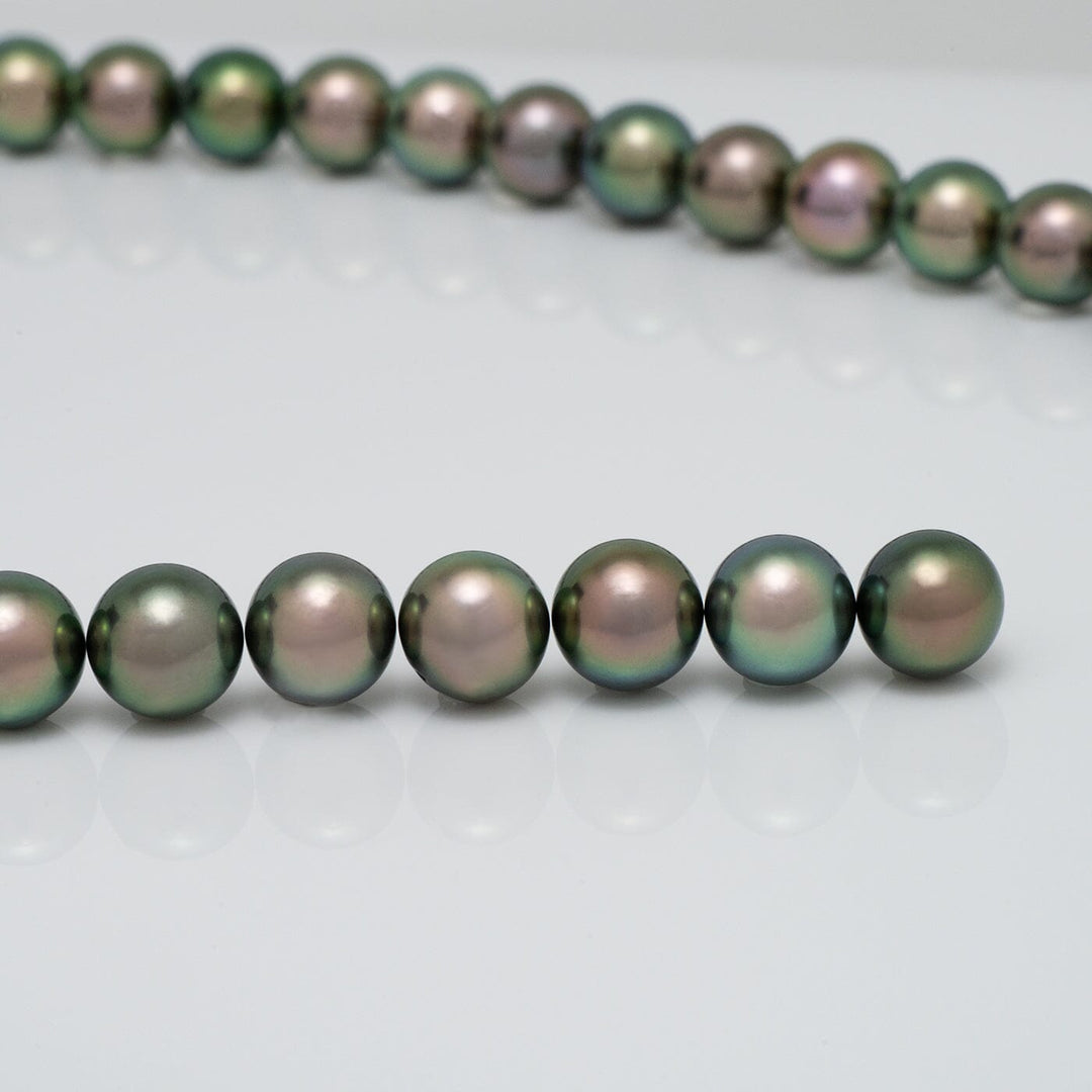 9.0-11.0 mm Gem Quality Round Peacock Tahitian Necklace