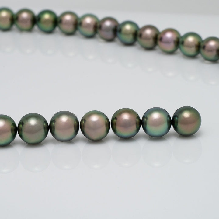 9.0-11.0 mm Gem Quality Round Peacock Tahitian Necklace