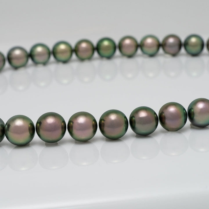 9.0-11.0 mm Gem Quality Round Peacock Tahitian Necklace