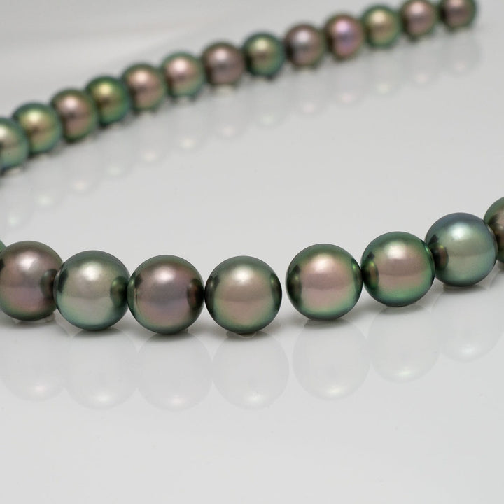 9.0-11.0 mm Gem Quality Round Peacock Tahitian Necklace
