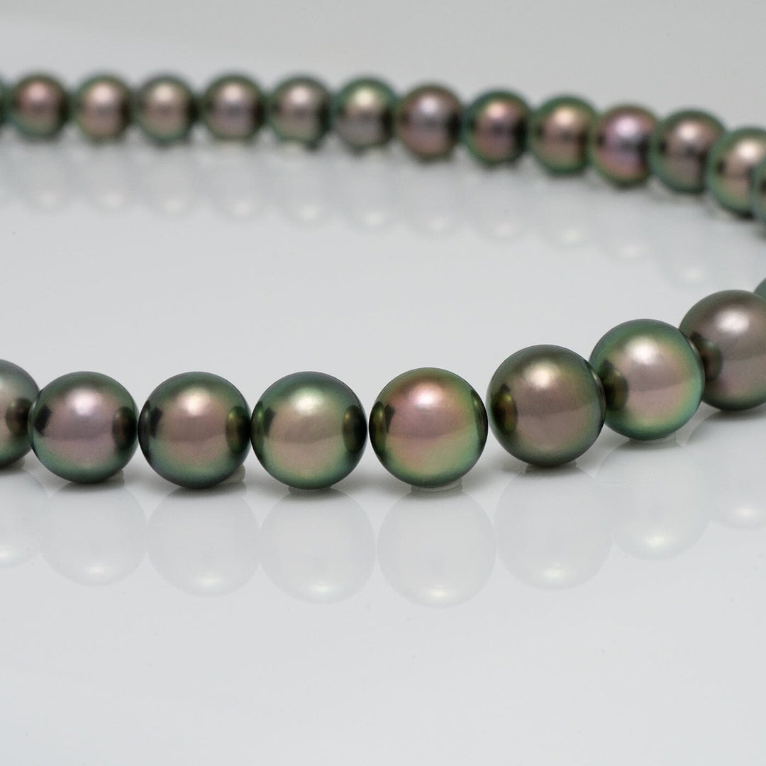 9.0-11.0 mm Gem Quality Round Peacock Tahitian Necklace