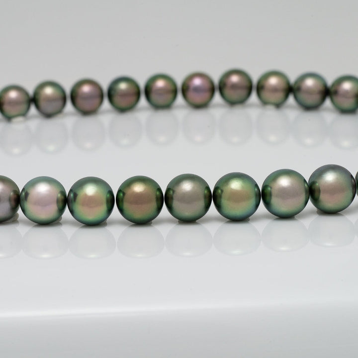 9.0-11.0 mm Gem Quality Round Peacock Tahitian Necklace
