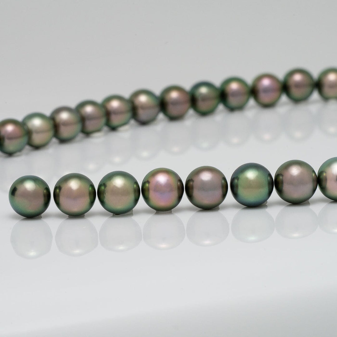 9.0-11.0 mm Gem Quality Round Peacock Tahitian Necklace