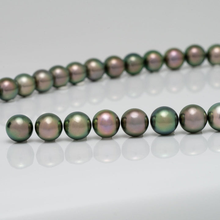 9.0-11.0 mm Gem Quality Round Peacock Tahitian Necklace