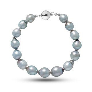 8.6-10.7 mm AAA Drop Tahitian Pearl Bracelet with a 14K White Gold Polished clasp