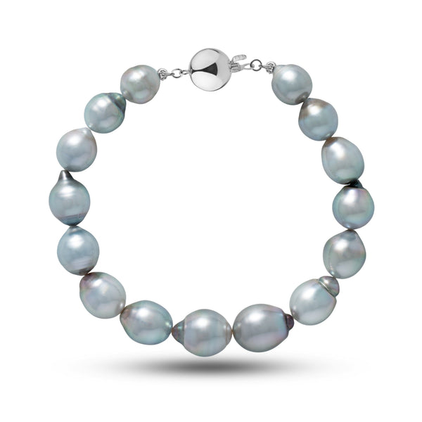 8.6-10.7 mm AAA Drop Tahitian Pearl Bracelet with a 14K White Gold Polished clasp