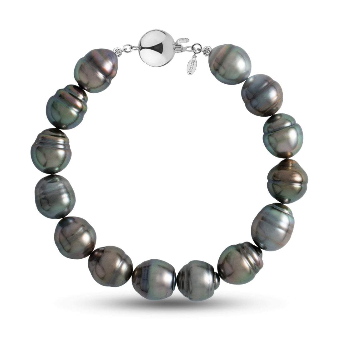 10.4-10.9 mm AA+/AAA Baroque Tahitian Pearl Bracelet with a 14K white gold polished ball clasp