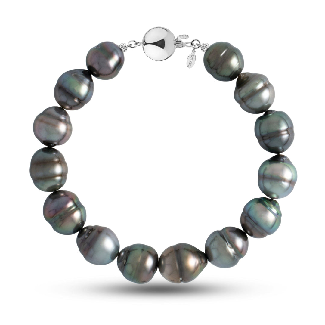 10.0-10.9 mm AA+/AAA Baroque Tahitian Pearl Bracelet with a 14K white gold polished ball clasp