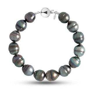 10.0-10.9 mm AA+/AAA Baroque Tahitian Pearl Bracelet with a 14K white gold polished ball clasp