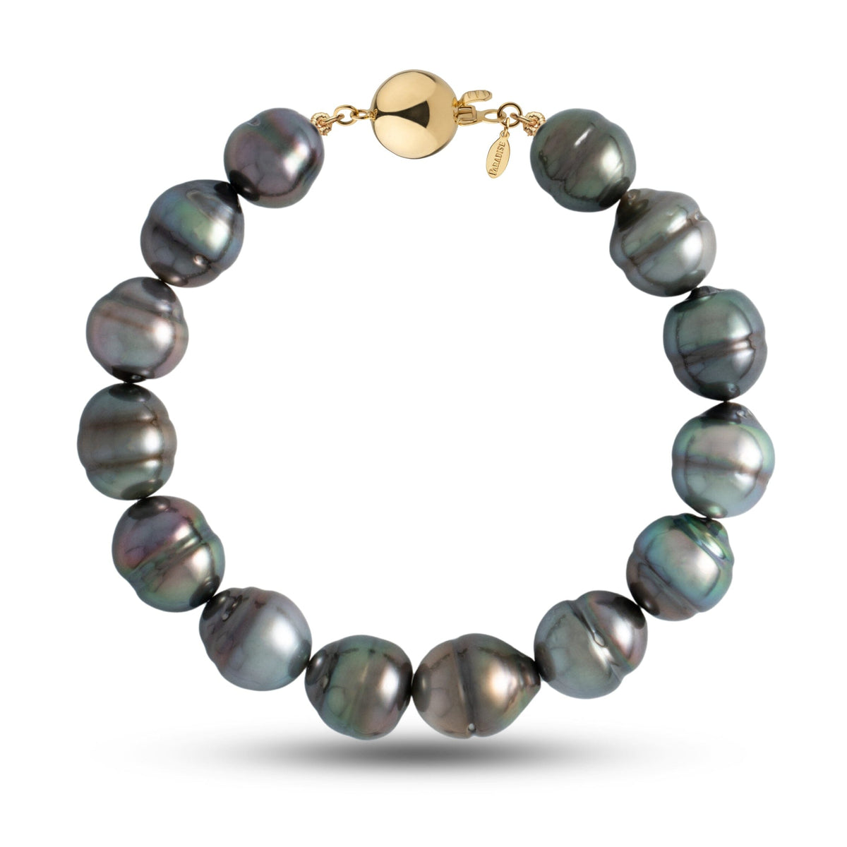 10.0-10.9 mm AA+/AAA Baroque Tahitian Pearl Bracelet with a 14K yellow gold polished ball clasp