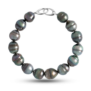10.0-10.9 mm AA+/AAA Baroque Tahitian Pearl Bracelet with a 14K white gold orbit clasp