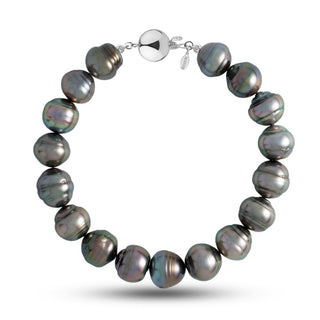10.0-10.8 mm AA+/AAA Baroque Tahitian Pearl Bracelet with a 14K white gold polished ball clasp