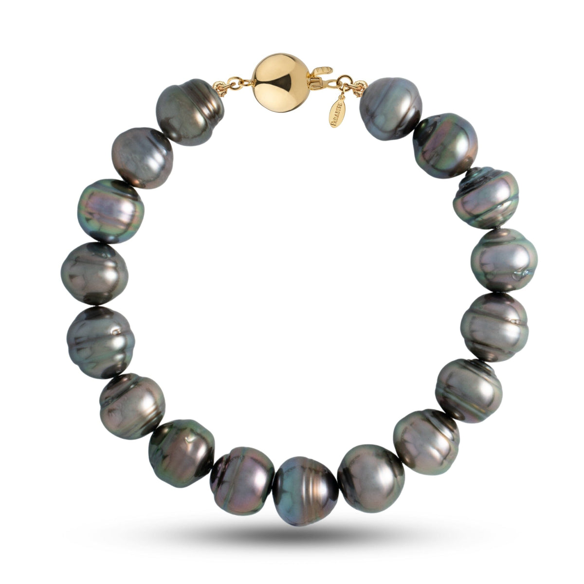 10.0-10.8 mm AA+/AAA Baroque Tahitian Pearl Bracelet with a 14K yellow gold polished ball clasp