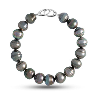 10.0-10.8 mm AA+/AAA Baroque Tahitian Pearl Bracelet with a 14K white gold orbit clasp