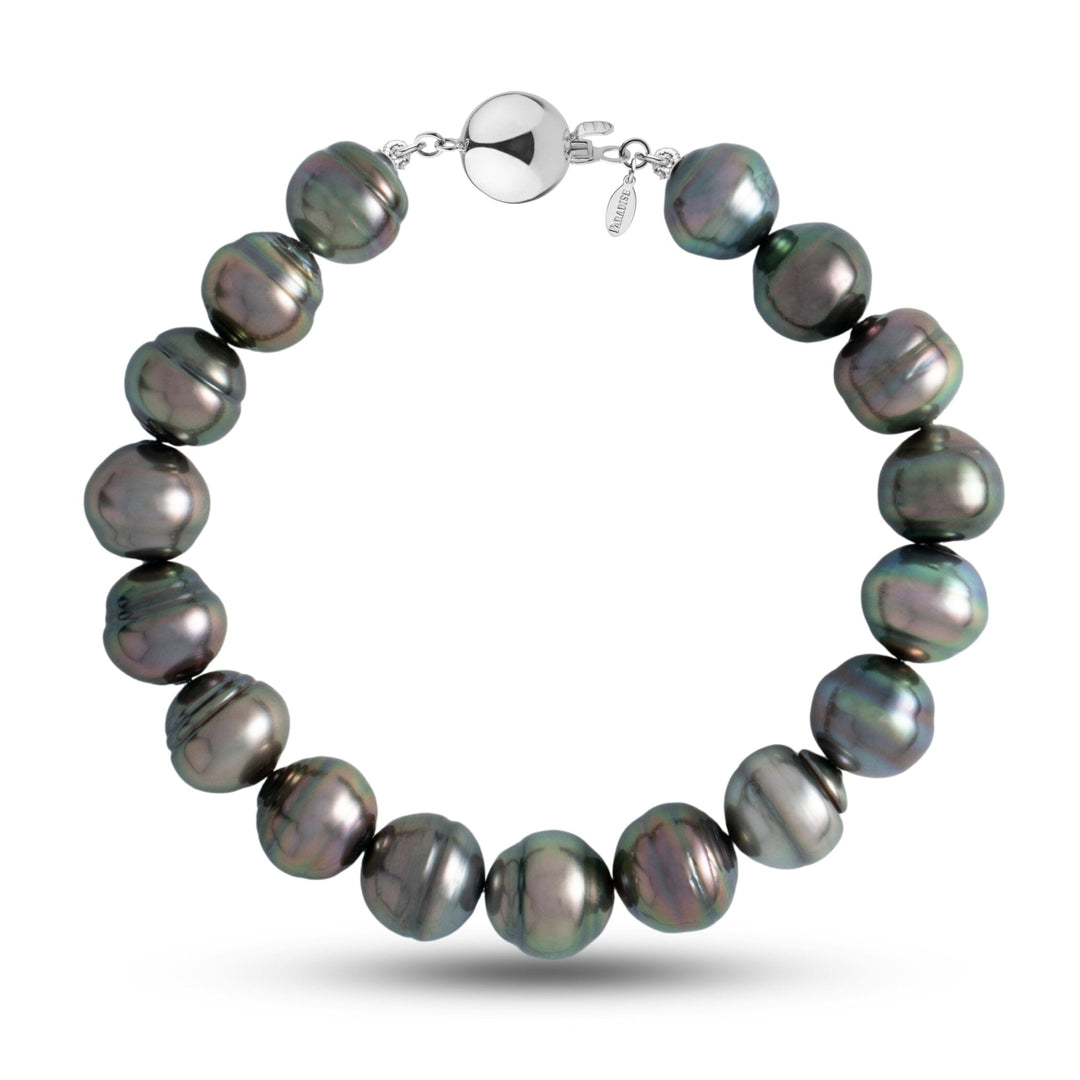 10.0-10.9 mm AA+/AAA Baroque Tahitian Pearl Bracelet with a 14K white gold polished ball clasp