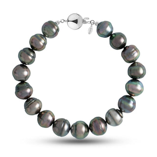 10.0-10.9 mm AA+/AAA Baroque Tahitian Pearl Bracelet with a 14K white gold polished ball clasp